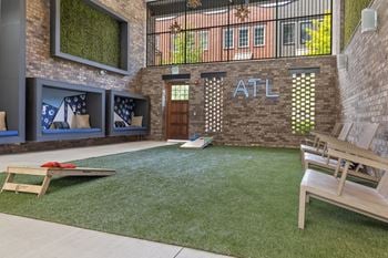 Covered social yard for gaming and food truck events